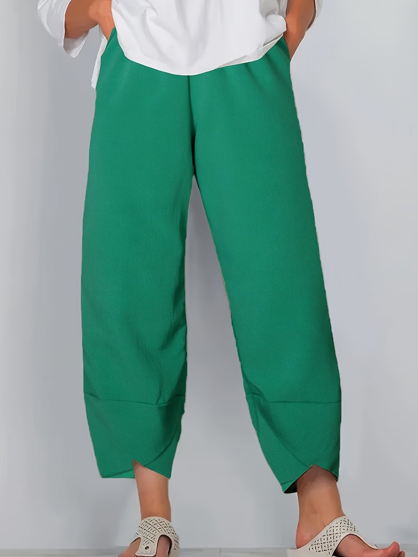 Anna - Asymmetric Hem Cropped Trousers - Nora & Ivy Boutique