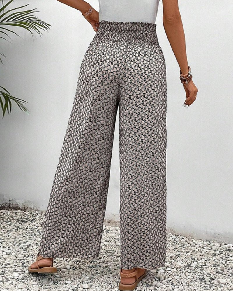 Julia - Printed Smocked Waist Trousers - Nora & Ivy Boutique