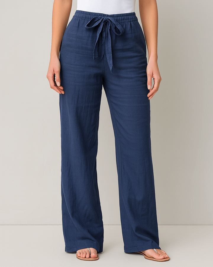 Stella - Elegant Tie Waist Linen Pants - Nora & Ivy Boutique