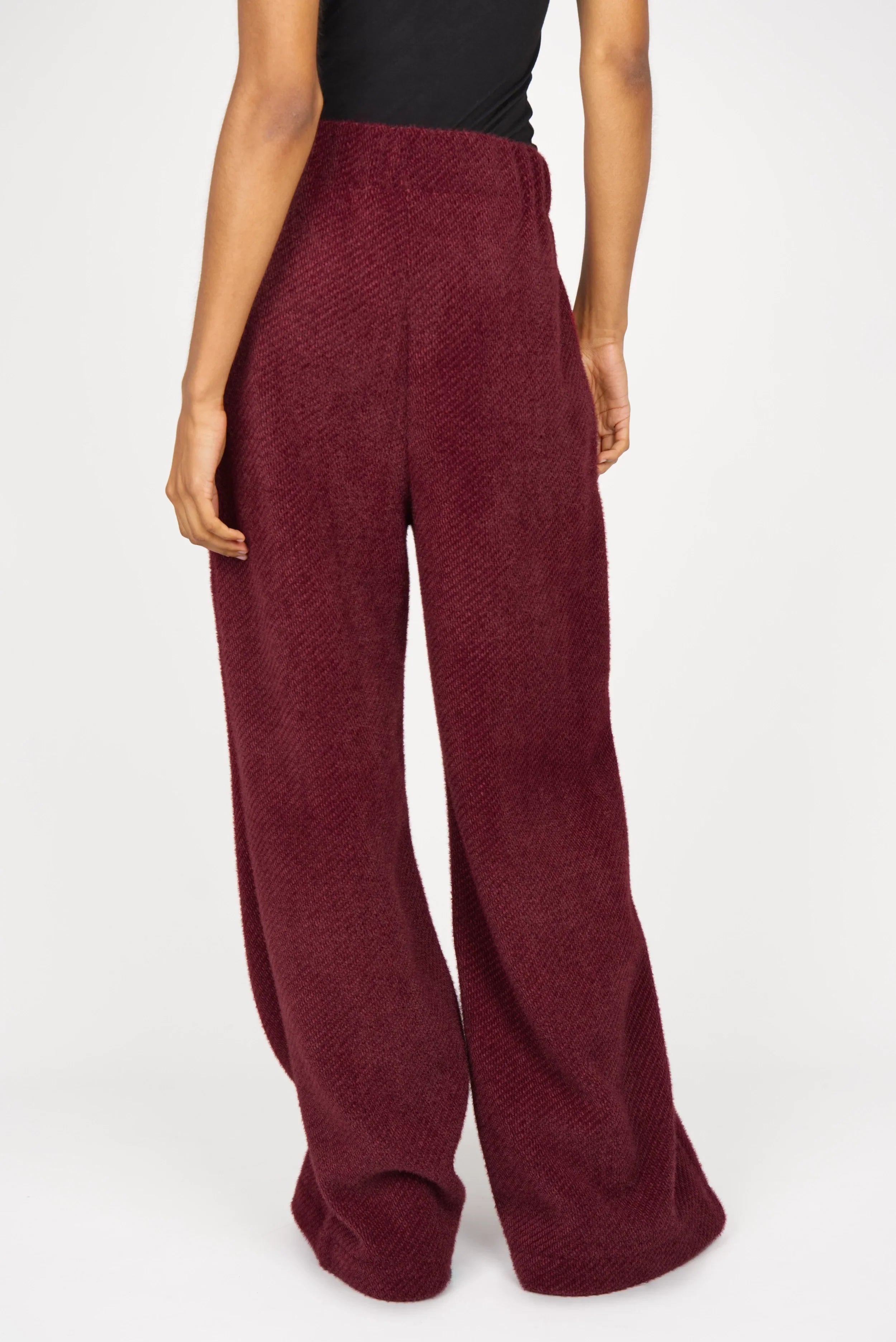 KELYA wide leg trousers with velvety-soft short-haired fur texture