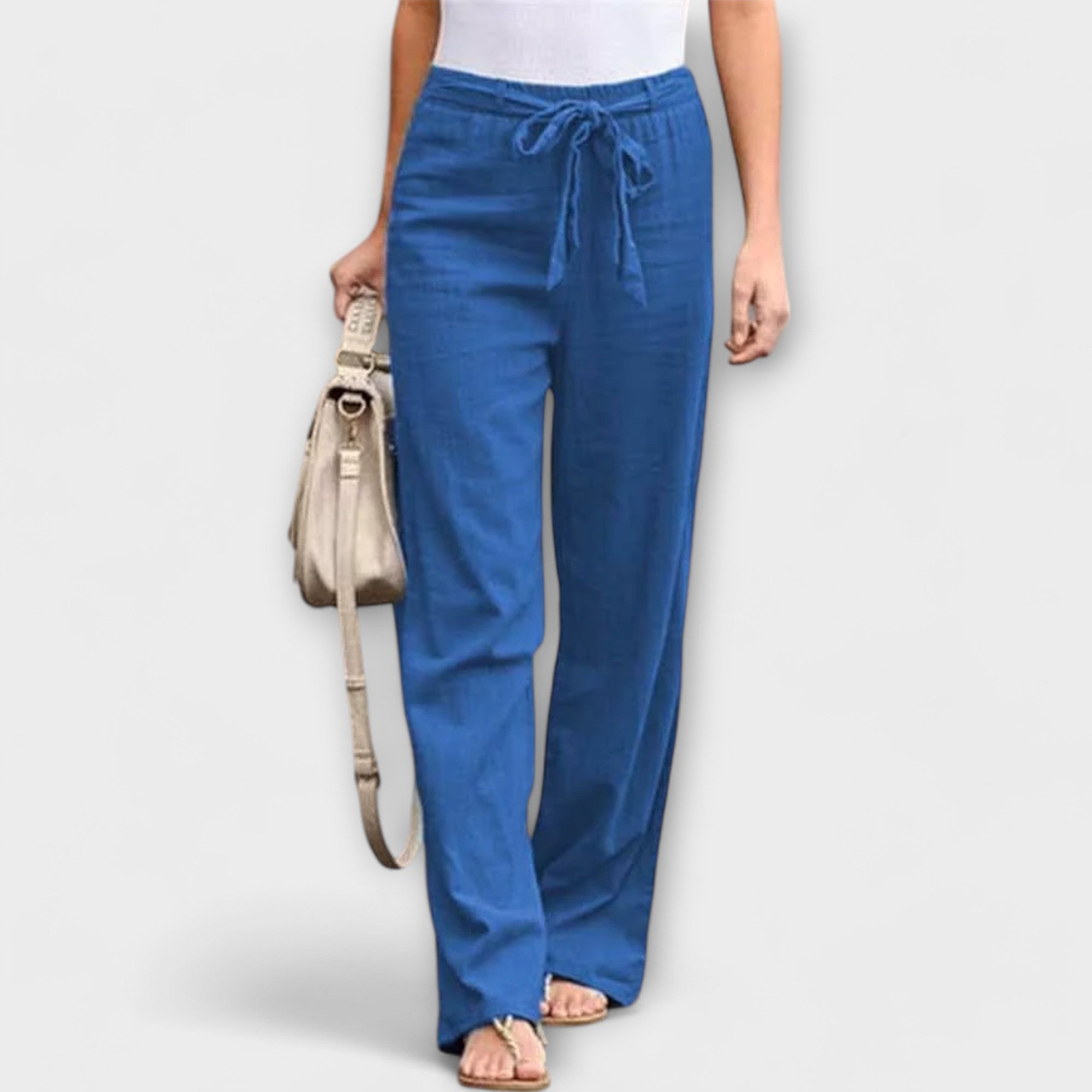 Hannah - Linen Tie - Waist Wide - Leg Trousers - Nora & Ivy Boutique
