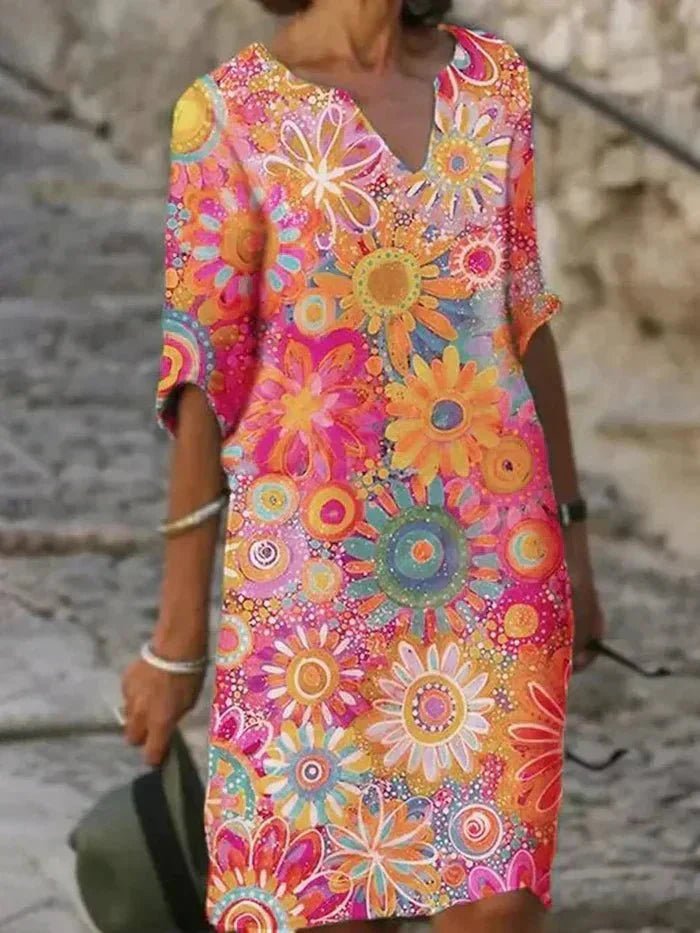 Nira | Vibrant Floral Midi Dress - Nora & Ivy Boutique