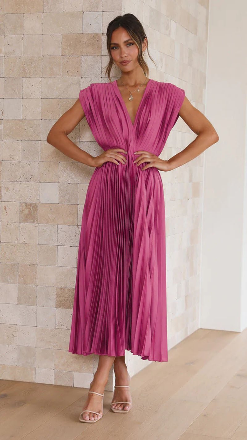 Gown | Graceful V - Neck Dress - Nora & Ivy Boutique