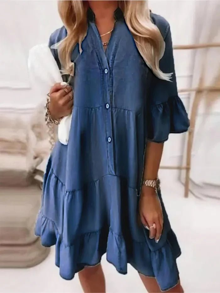 Amy | Ruffle Denim Dress - Nora & Ivy Boutique