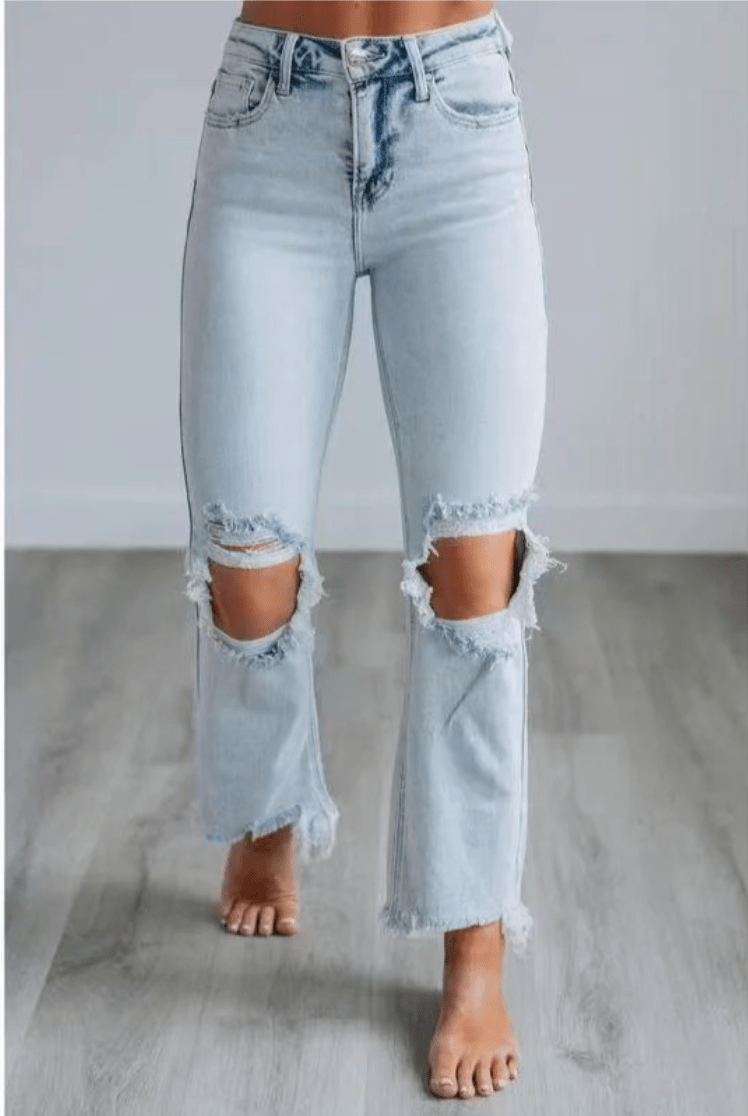 TALA™ – Casual Washed Slim - Fit Ripped Jeans - Nora & Ivy Boutique