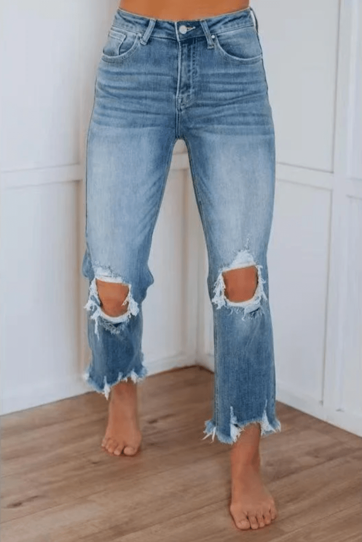 TALA™ – Casual Washed Slim - Fit Ripped Jeans - Nora & Ivy Boutique