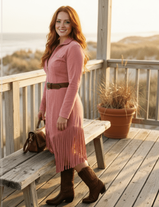 Premium Suede Western Midi Dress – Effortless Style & Comfort - Nora & Ivy Boutique