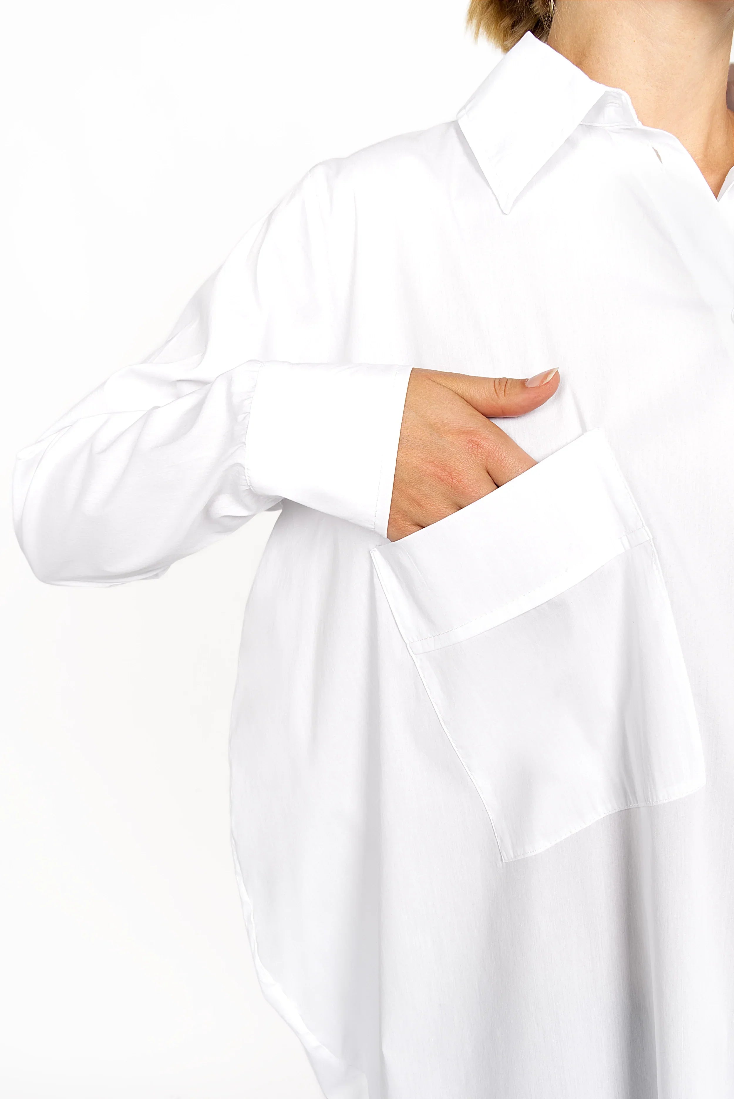 TAMIDA oversized shirt blouse with asymmetric button placket