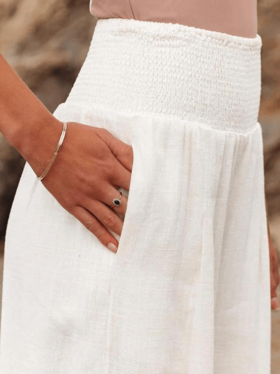 Evelyn - Smocked Waist Wide - Leg Trousers - Nora & Ivy Boutique