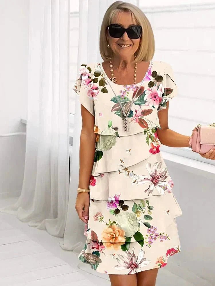 Jenna | Cascading Floral Dress - Nora & Ivy Boutique