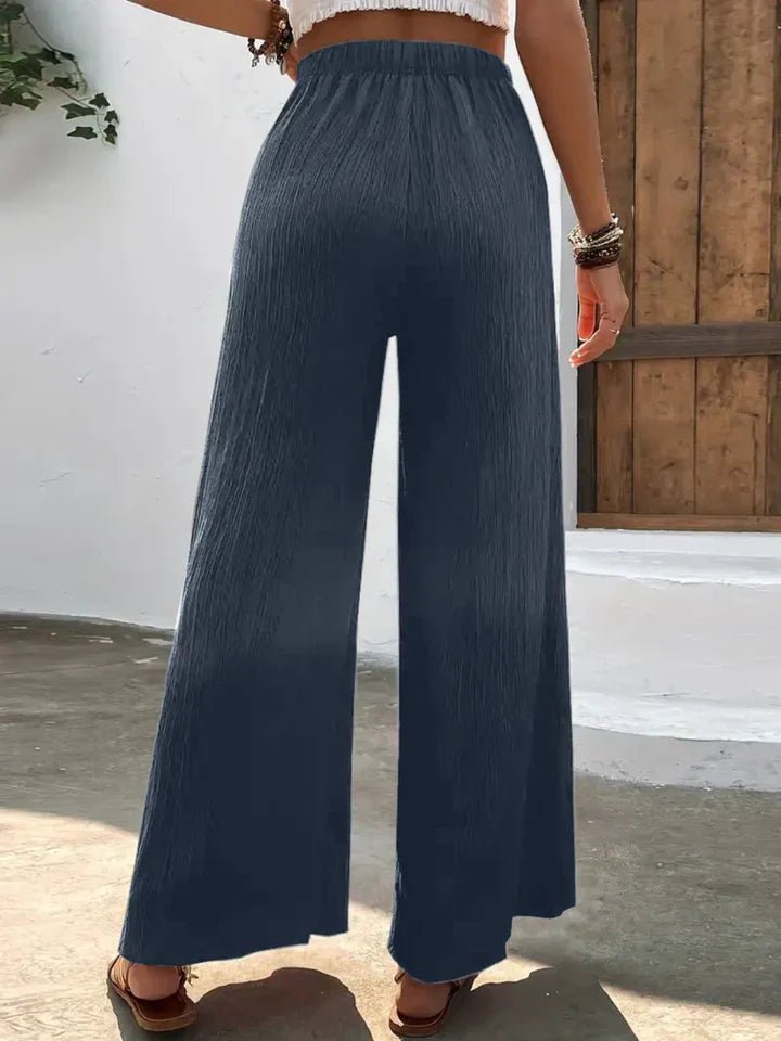 Olivia - Navy Breeze Wide - Leg Trousers - Nora & Ivy Boutique